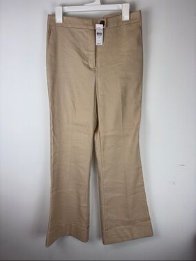 Ann Taylor Pants Size 6 Beige Wide Leg Cropped Cuffed Hem Career Work NWT